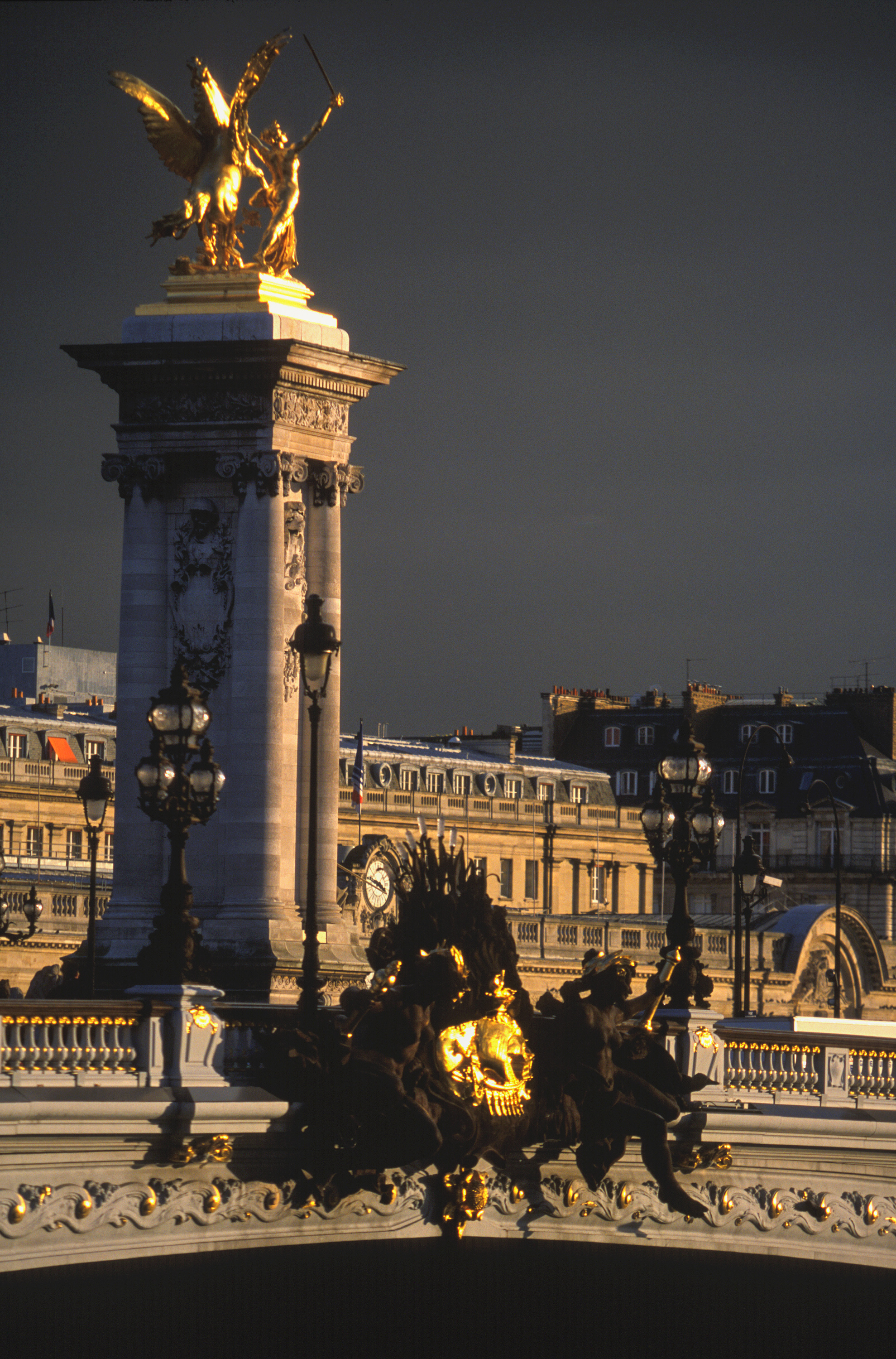 Alexander III bridge stormy day Paris